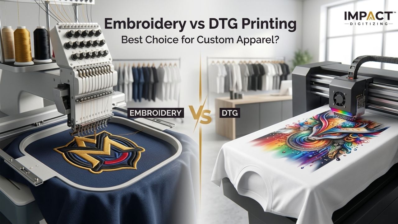 Embroidery vs DTG Printing